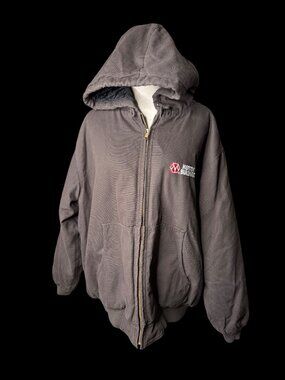 Dunbrooke Jacket XL Morton Buildings Logo Brown Canvas Hooded Chore Barn quilted